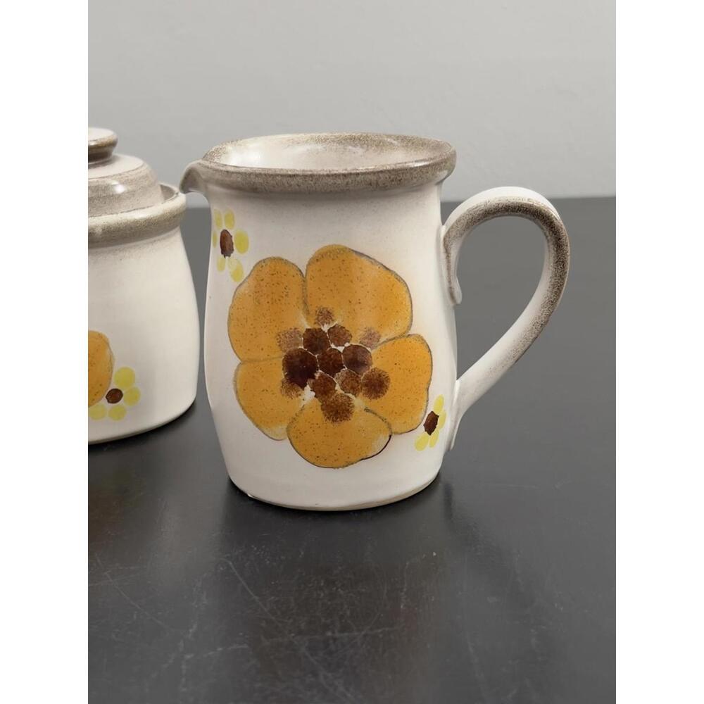 Vintage DENBY 70s Ceramic Floral 4.25"‎ Creamer Pitcher